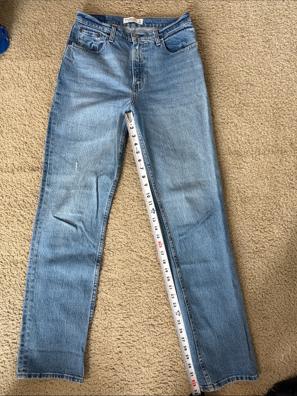 Abercrombie & Fitch Light Blue High-Rise Straight Jeans